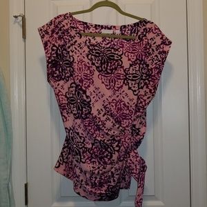 Women's multicolored pink cinched waist top